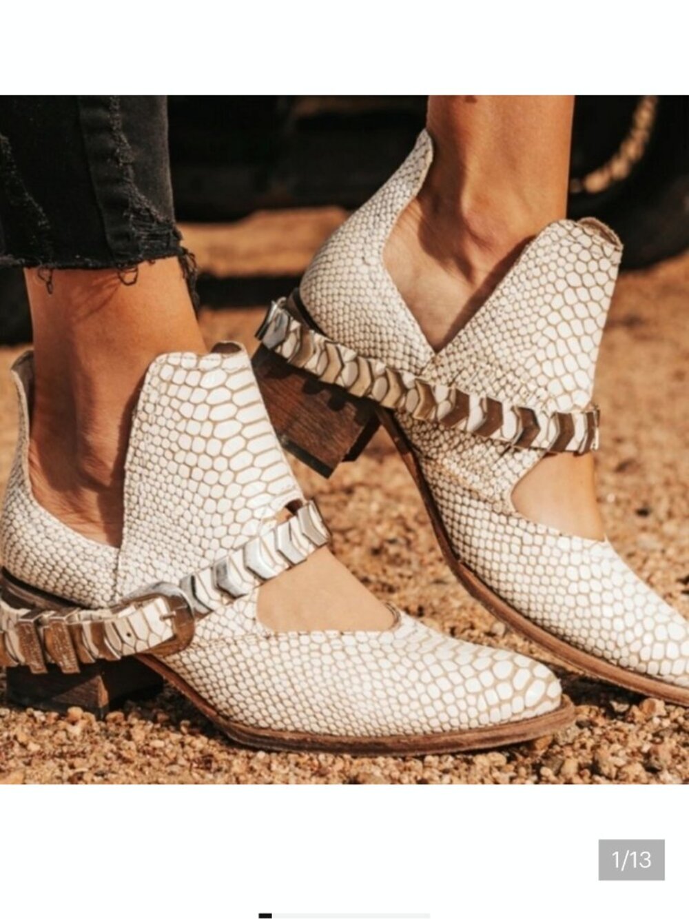 Freebird by Steven Blade Booties in White Snake size 6